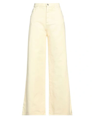 Jucca Woman Denim Pants Light Yellow Size 29 Cotton