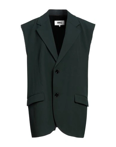 Mm6 Maison Margiela Woman Blazer Dark Green Size 4 Polyester, Viscose, Elastane