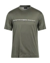 Emporio Armani Man T-shirt Military Green Size S Lyocell, Cotton