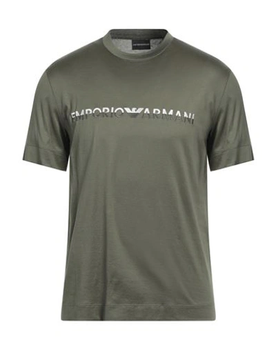 Emporio Armani Man T-shirt Military Green Size S Lyocell, Cotton
