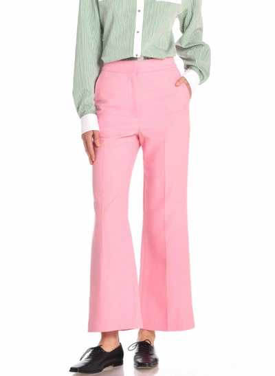 Adam Lippes Cropped Flare Pant In Wool Suiting In Pink