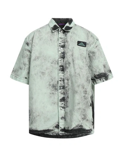 Oamc Man Denim Shirt Light Green Size L Cotton In Printed