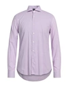 Fedeli Man Shirt Lilac Size 17 ½ Cotton, Elastane In Purple