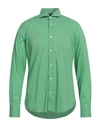 Fedeli Man Shirt Green Size 16 Cotton, Elastane