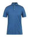 Fedeli Man Polo Shirt Slate Blue Size 48 Cotton In Navy Blue