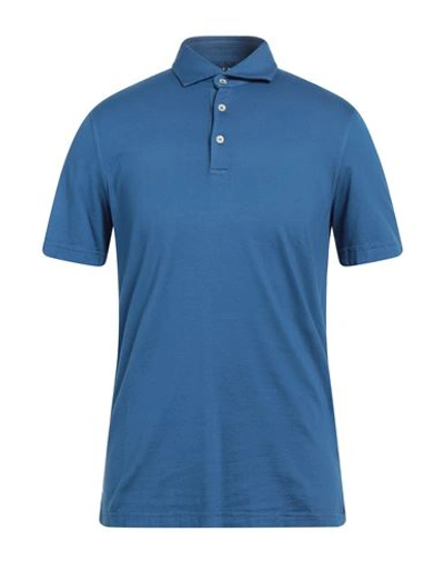 Fedeli Man Polo Shirt Slate Blue Size 48 Cotton