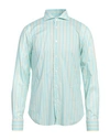 Fedeli Man Shirt Light Green Size 16 Cotton, Elastane