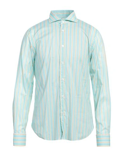 Fedeli Man Shirt Light Green Size 16 Cotton, Elastane