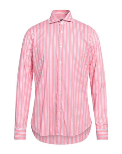 Fedeli Man Shirt Pink Size 17 Cotton, Elastane