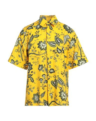 Erdem Felipe Floral-print Linen Shirt In Yellow