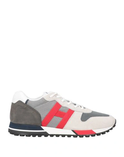 Hogan H86run Man Sneakers Light Grey Size 7 Leather, Textile Fibers