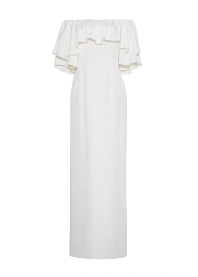 Adam Lippes Ruffled Off-shoulder Silk Gown In White