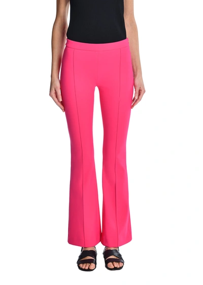 Adam Lippes Bonded Neoprene Cropped Flare Pant In Pink