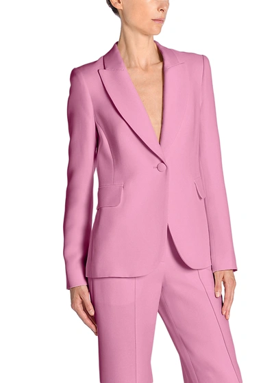 Adam Lippes Single Breasted Blazer In Wool In Pink