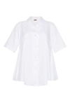 ADAM LIPPES SHORT SLEEVE SIDE GATHERED TOP IN COTTON POPLIN