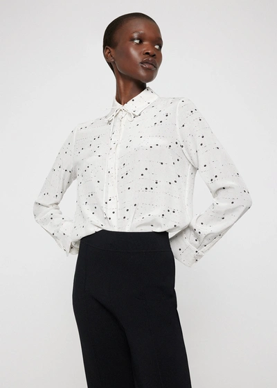 Adam Lippes Shirt With Thin Bow In Crepe De Chine In White