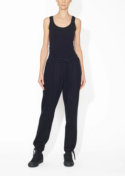 Adam Lippes Bonnie Pleated Joggers In French Terry In Black
