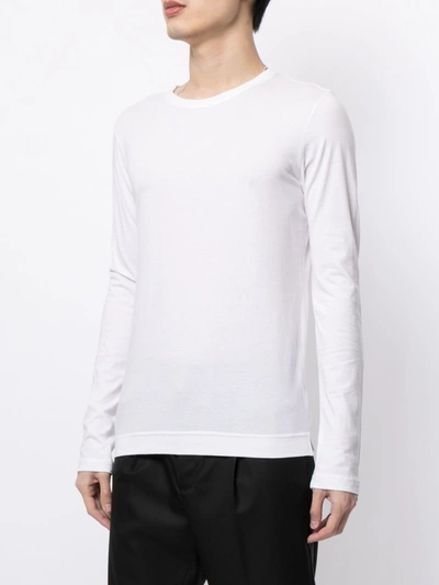 Adam Lippes Mens Long Sleeve Crewneck T-shirt In Pima Cotton In White