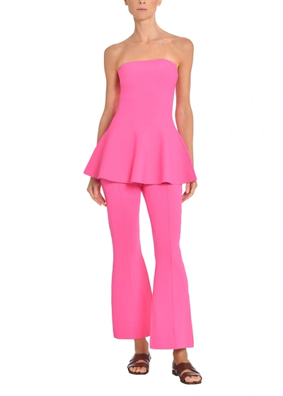 Adam Lippes Fit And Flare Pant In Knit Jacquard In Pink