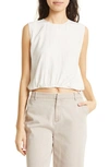 Atm Anthony Thomas Melillo Silk Sleeveless Tie-waist Crop Top In Beach Pebble Combo