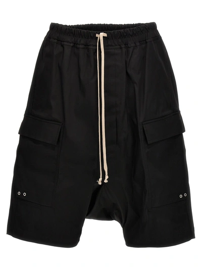Rick Owens Cargo Pods Linen-blend Shorts In Black