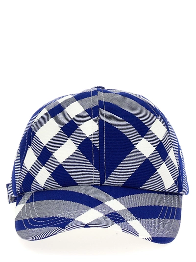 BURBERRY CHECK CAP HATS BLUE
