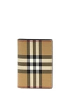 BURBERRY CHECK CARD HOLDER WALLETS, CARD HOLDERS BEIGE