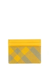 BURBERRY CHECK CARD HOLDER WALLETS, CARD HOLDERS YELLOW