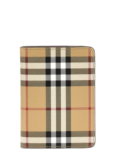 Burberry Check Bifold Passport Holder In Archive Beige