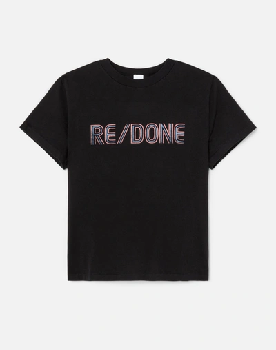 Re/done Classic Tee " Stripe" In Black In Xs