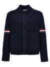 THOM BROWNE DOUBLE FACE SHAWL COLLAR CASUAL JACKETS, PARKA BLUE