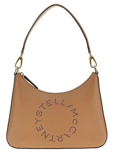 Stella Mccartney Logo Shoulder Bags Beige In Burgundy