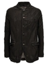 GIORGIO BRATO OPENWORK LEATHER BLAZER GRAY