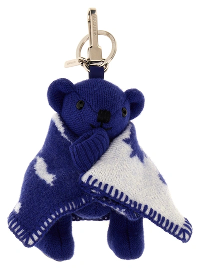 Burberry Thomas Bear Charm In Blanket In Blue