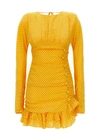 ALESSANDRA RICH POLKA DOT MINI DRESS DRESSES YELLOW