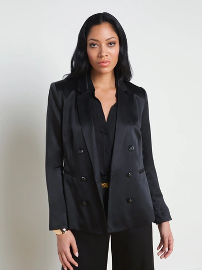 L Agence Colin Silk Charmeuse Blazer In Blue