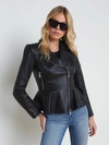 L Agence Lyric Leather Peplum Jacket In Black