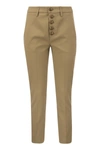 Dondup Carmen - Slim Gabardine Lyocell Trousers In Beige