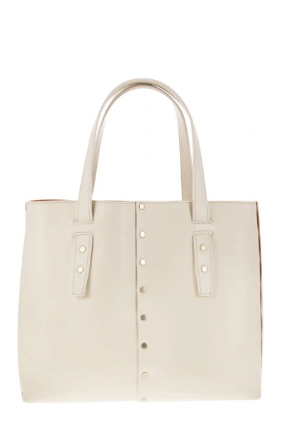 Fabiana Filippi Leather And Studded Tote Bag In Ivory