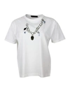 Fabiana Filippi Short-sleeved Crew-neck T-shirt In Fine Cotton Jersey With Chain Print In White