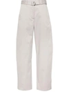 Msgm Belted Tapered Cotton Trousers In Grey