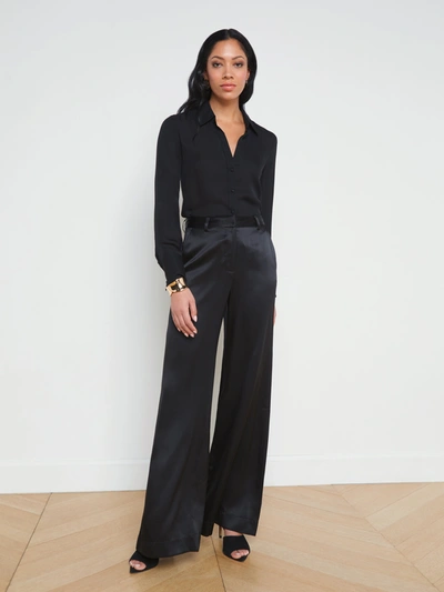 L Agence Pilar Silk Wide-leg Pant In Black Silk