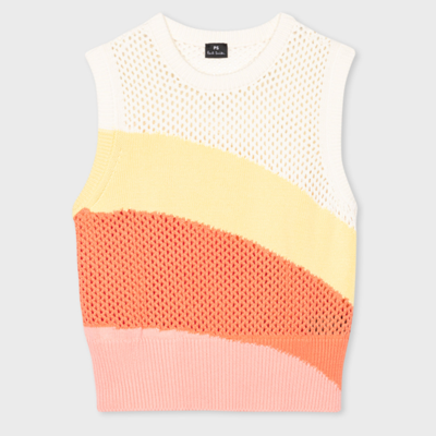 Ps By Paul Smith Ps Paul Smith Womens Knitted Waistcoat Crew Neck In Ecru