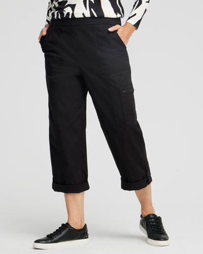 Chico's Poplin Cropped Pants In Ebony Black