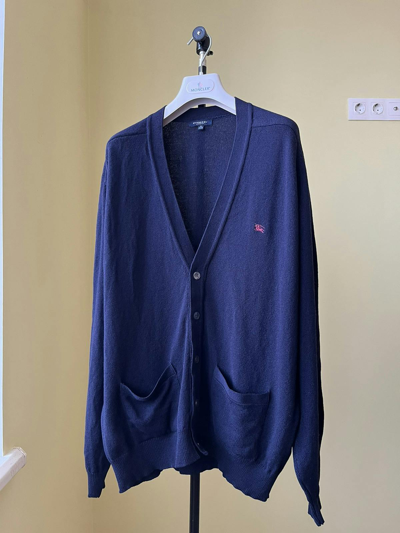 Pre-owned Burberry X Vintage Burberry Wool Cardigan In Navy
