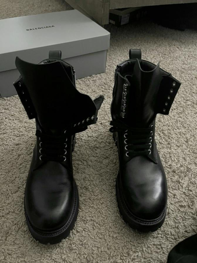 Pre-owned Rick Owens Very Goodyear Hiking Combat Army Boots In Black