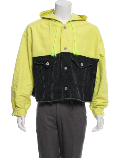 Pre-owned Doublet Silk Duck / Silk Denim Cut Off Hoodie Jacket In Yellow/black