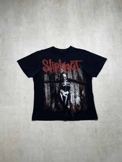 Pre-owned Band Tees X Rock Tees Vintage Slipknot .5: The Gray Chapter Big Logo T-shirt/tee In Black