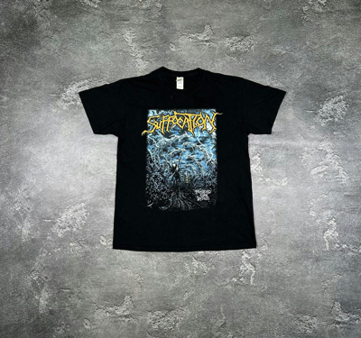 Pre-owned Band Tees X Rock T Shirt Vintage Y2k Suffocation Band Tees In Black