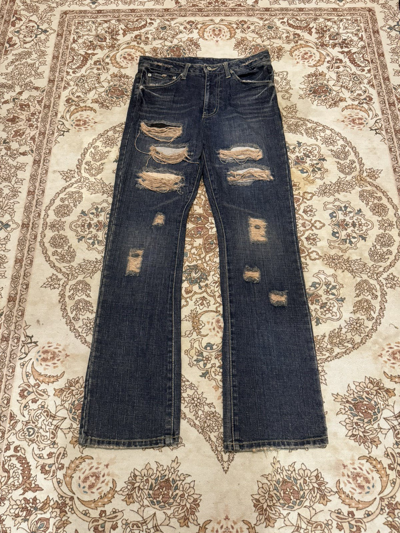 Pre-owned Distressed Denim X Vintage Flare Design Distressed Jeans In Blue